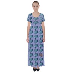 Fishes Pattern Background Theme High Waist Short Sleeve Maxi Dress by Pakjumat