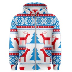 Red And Green Christmas Tree Winter Pattern Pixel Elk Buckle Holidays Men s Zipper Hoodie by Sarkoni
