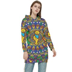 Grateful Dead Pattern Women s Long Oversized Pullover Hoodie by Sarkoni