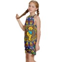 Grateful Dead Pattern Kids  Halter Collar Waist Tie Chiffon Dress View2