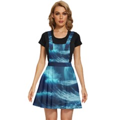 Moonlight High Tide Storm Tsunami Waves Ocean Sea Apron Dress by uniart180623