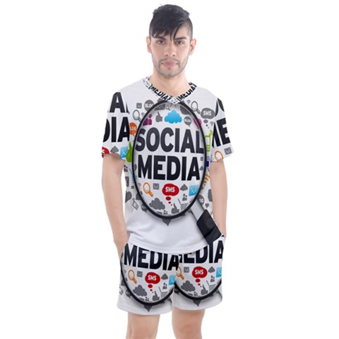 Social Media Computer Internet Typography Text Poster Men s Mesh T-shirt And Shorts Set by Ket1n9