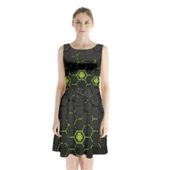 Green Android Honeycomb Gree Sleeveless Waist Tie Chiffon Dress by Ket1n9