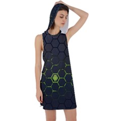 Green Android Honeycomb Gree Racer Back Hoodie Dress by Ket1n9