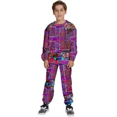 Technology Circuit Board Layout Pattern Kids  Sweatshirt Set by Ket1n9