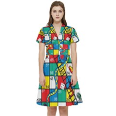Snakes And Ladders Short Sleeve Waist Detail Dress by Ket1n9