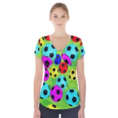 Balls Colors Short Sleeve Front Detail Top by Ket1n9