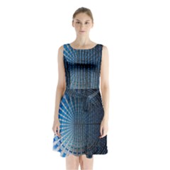 Data-computer-internet-online Sleeveless Waist Tie Chiffon Dress by Ket1n9