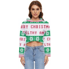 Merry Christmas Ya Filthy Animal Women s Lightweight Cropped Hoodie by Grandong