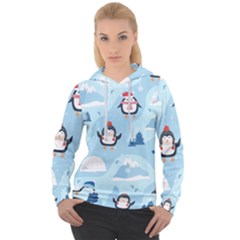 Christmas-seamless-pattern-with-penguin Women s Overhead Hoodie by Grandong