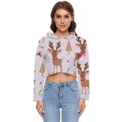 Christmas-seamless-pattern-with-reindeer Women s Lightweight Cropped Hoodie by Grandong