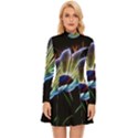 Flower Pattern-design-abstract-background Long Sleeve Velour Longline Dress View1