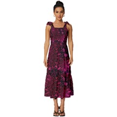 Retro-flower-pattern-design-batik- Tie-strap Tiered Midi Chiffon Dress by Amaryn4rt