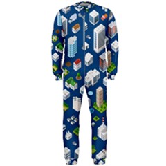 Isometric-seamless-pattern-megapolis Onepiece Jumpsuit (men) by Amaryn4rt
