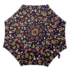 Winter-seamless-patterns-with-gingerbread-cookies-holiday-background Hook Handle Umbrellas (large) by Amaryn4rt