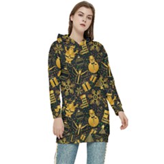 Christmas Background Women s Long Oversized Pullover Hoodie by Pakjumat