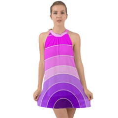 Pink Rainbow Purple Design Pattern Halter Tie Back Chiffon Dress by Pakjumat