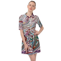 Abstract Background Ornamental Belted Shirt Dress by Pakjumat
