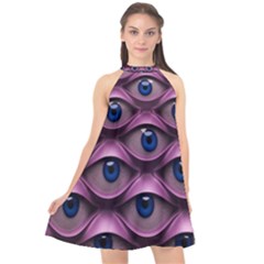 Artistic Eye Psychedelic Halter Neckline Chiffon Dress  by Modalart