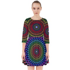 3d Psychedelic Shape Circle Dots Color Smock Dress by Modalart