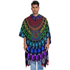 3d Psychedelic Shape Circle Dots Color Men s Hooded Rain Ponchos by Modalart