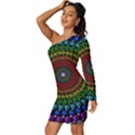 3d Psychedelic Shape Circle Dots Color Long Sleeve One Shoulder Mini Dress View2