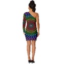 3d Psychedelic Shape Circle Dots Color Long Sleeve One Shoulder Mini Dress View4