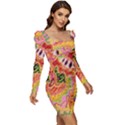 Fantasy Psychedelic Surrealism Trippy Women Long Sleeve Ruched Stretch Jersey Dress View2