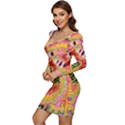 Fantasy Psychedelic Surrealism Trippy Women Long Sleeve Ruched Stretch Jersey Dress View3