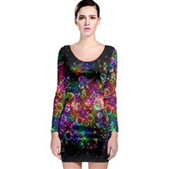 Psychedelic Bubbles Abstract Long Sleeve Bodycon Dress by Modalart