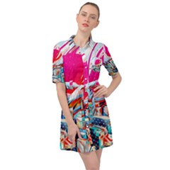 Artistic Psychedelic Art Belted Shirt Dress by Modalart