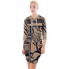 Artistic Psychedelic Quarter Sleeve Hood Bodycon Dress by Modalart