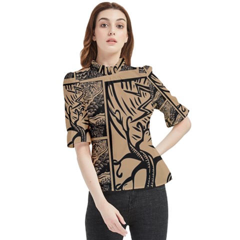 Artistic Psychedelic Frill Neck Blouse by Modalart