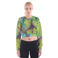 Green Peace Sign Psychedelic Trippy Cropped Sweatshirt by Modalart