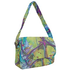 Green Peace Sign Psychedelic Trippy Courier Bag by Modalart