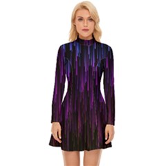 Stars Are Falling Electric Abstract Long Sleeve Velour Longline Dress by Modalart