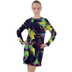Artistic Psychedelic Abstract Long Sleeve Hoodie Dress by Modalart
