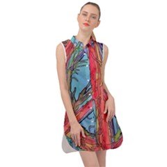 Hippie Peace Sign Psychedelic Trippy Sleeveless Shirt Dress by Modalart