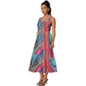 Hippie Peace Sign Psychedelic Trippy Square Neckline Tiered Midi Dress View2