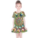 Colorful Psychedelic Fractal Trippy Kids  Simple Cotton Dress View1