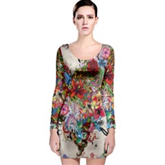 Valentine s Day Heart Artistic Psychedelic Long Sleeve Bodycon Dress by Modalart