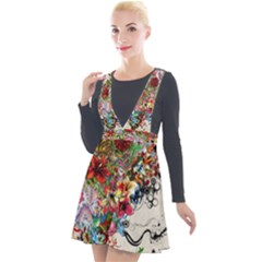 Valentine s Day Heart Artistic Psychedelic Plunge Pinafore Velour Dress by Modalart