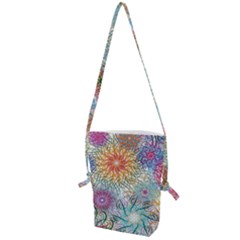 Psychedelic Flowers Yellow Abstract Psicodelia Folding Shoulder Bag by Modalart