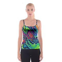 Color Colorful Geoglyser Abstract Holographic Spaghetti Strap Top by Modalart