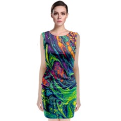 Color Colorful Geoglyser Abstract Holographic Classic Sleeveless Midi Dress by Modalart
