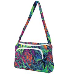 Color Colorful Geoglyser Abstract Holographic Front Pocket Crossbody Bag by Modalart