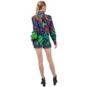 Color Colorful Geoglyser Abstract Holographic High Neck Long Sleeve Chiffon Top View2