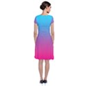 Blue Pink Purple Short Sleeve Front Wrap Dress View2