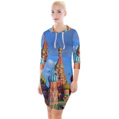 Architecture Building Cathedral Church Quarter Sleeve Hood Bodycon Dress by Modalart
