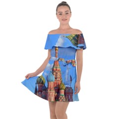 Architecture Building Cathedral Church Off Shoulder Velour Dress by Modalart